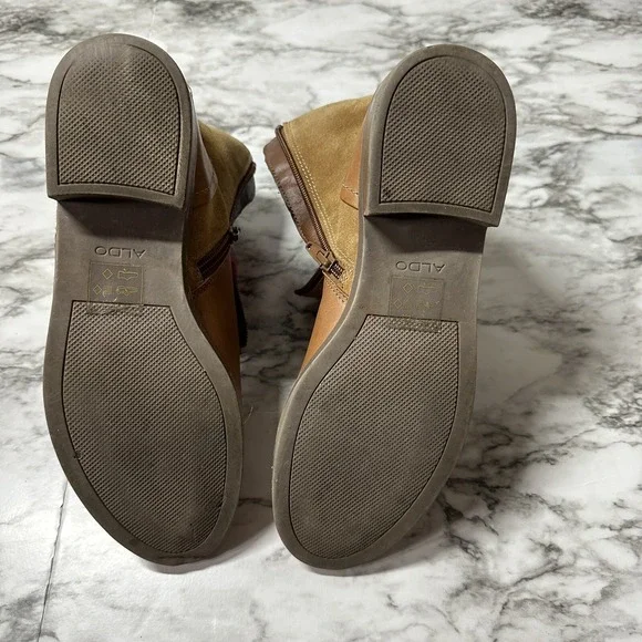 ALDO Brown Round Toe Side Zip Ankle Boots Women's Size 10 - Picture 13 of 15